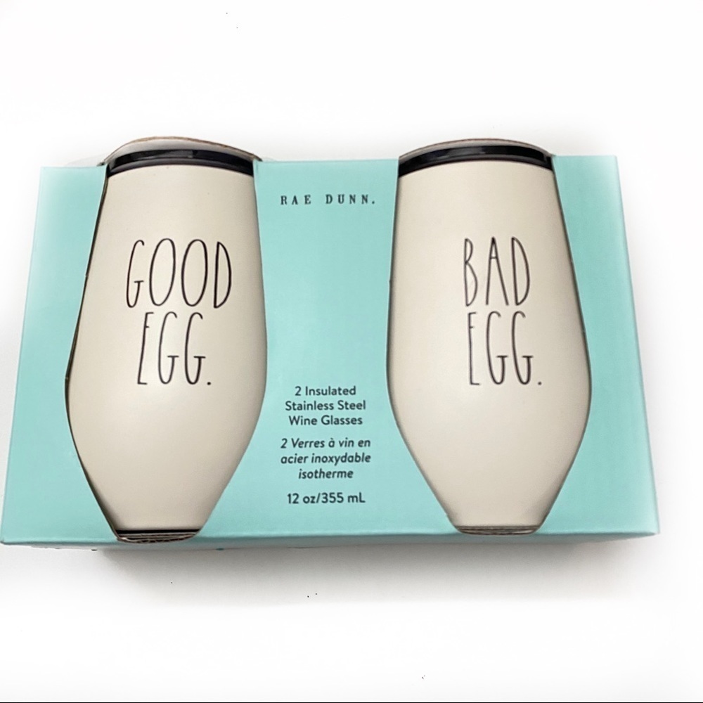 Rae Dunn Good Egg Bad Egg Insulated Wine Tumblers